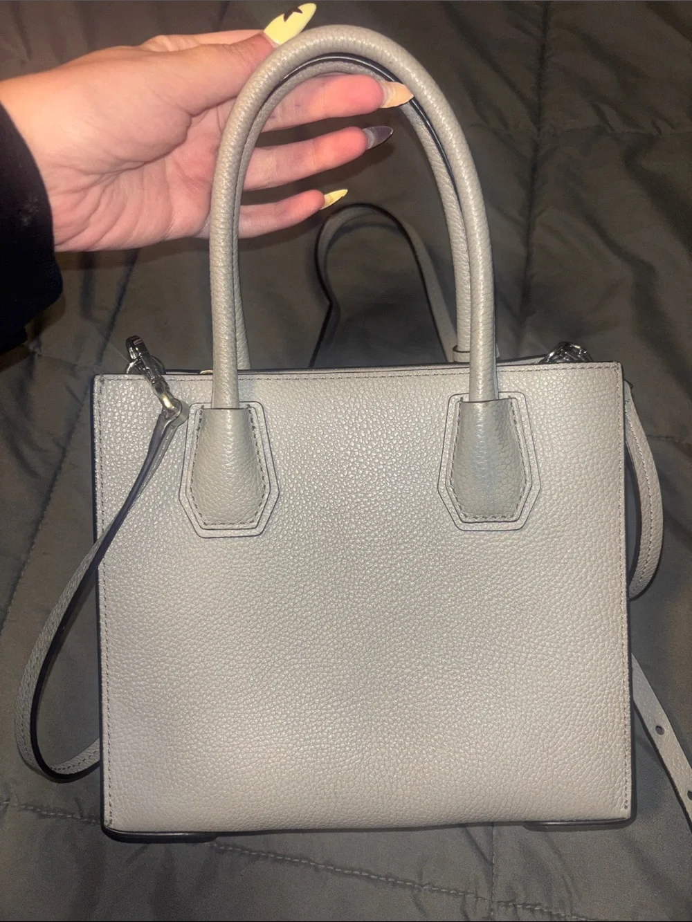 Michael Kors Gray Pebbled Leather Crossbody Satchel